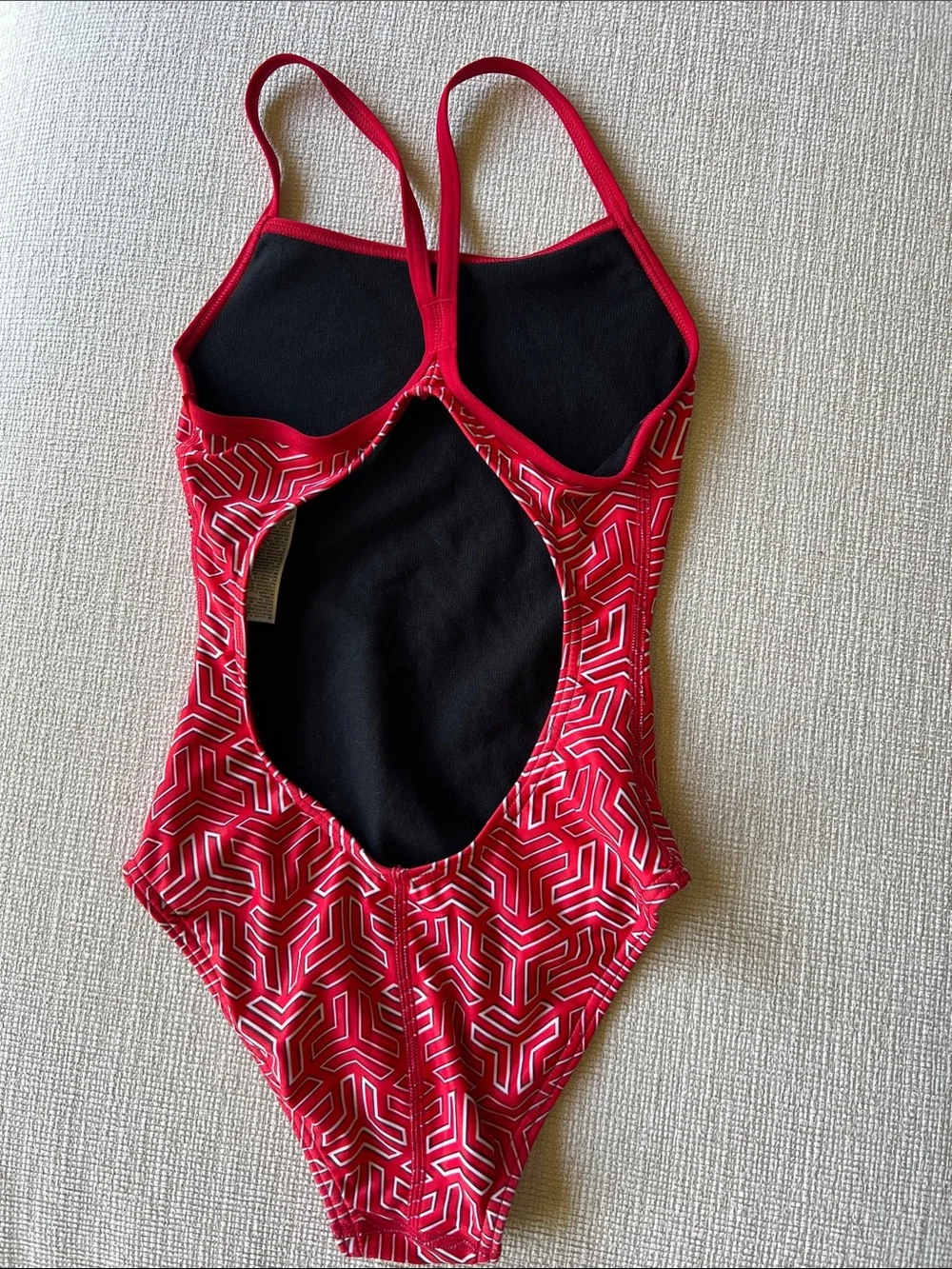 Arena Girls Red Geometric One-Piece Swimsuit
